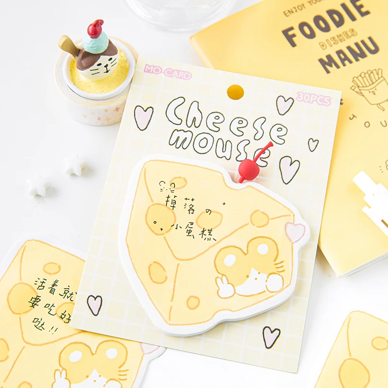 30Sheets Kawaii Convenience Book Cartoon Special Shape Sticky Notes Cute Paste Notepad Student Stationery Message Paper Sticky