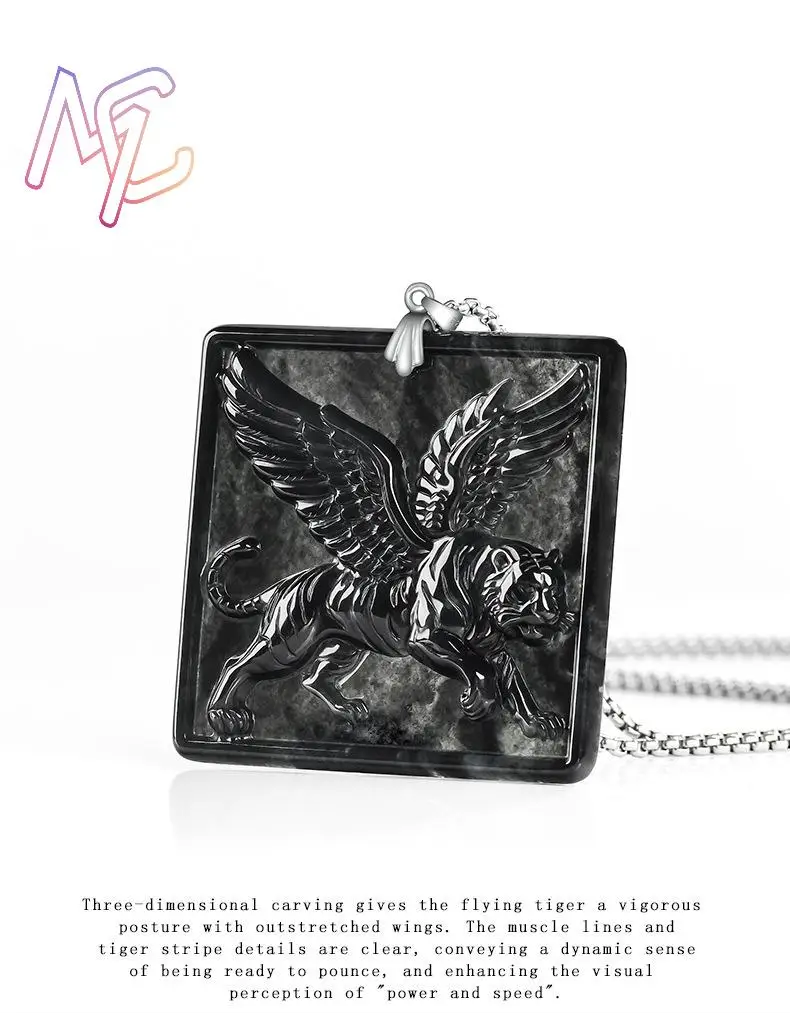 Myanmar Jadeite Tiger Pendant Necklace Charm 925 Silver Talismans Real Jade Luxury Natural Jewelry Gemstone Gifts for Women