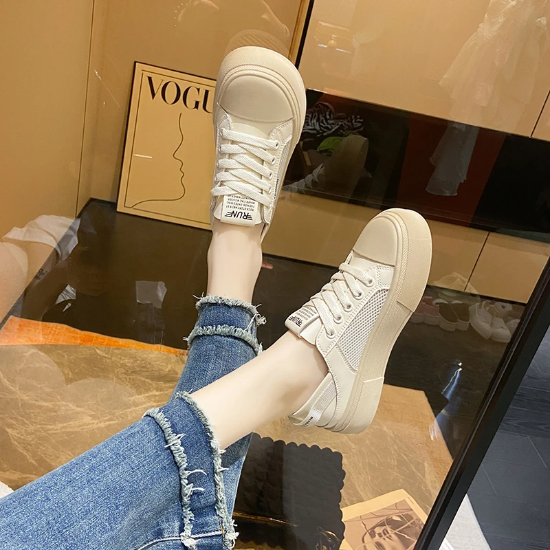 Women's Shoes 2023 High Quality Grid Women's Vulcanize Shoes Hot Sale Summer Outdoor Walking Shoes Women Sneakers Lace Up Female