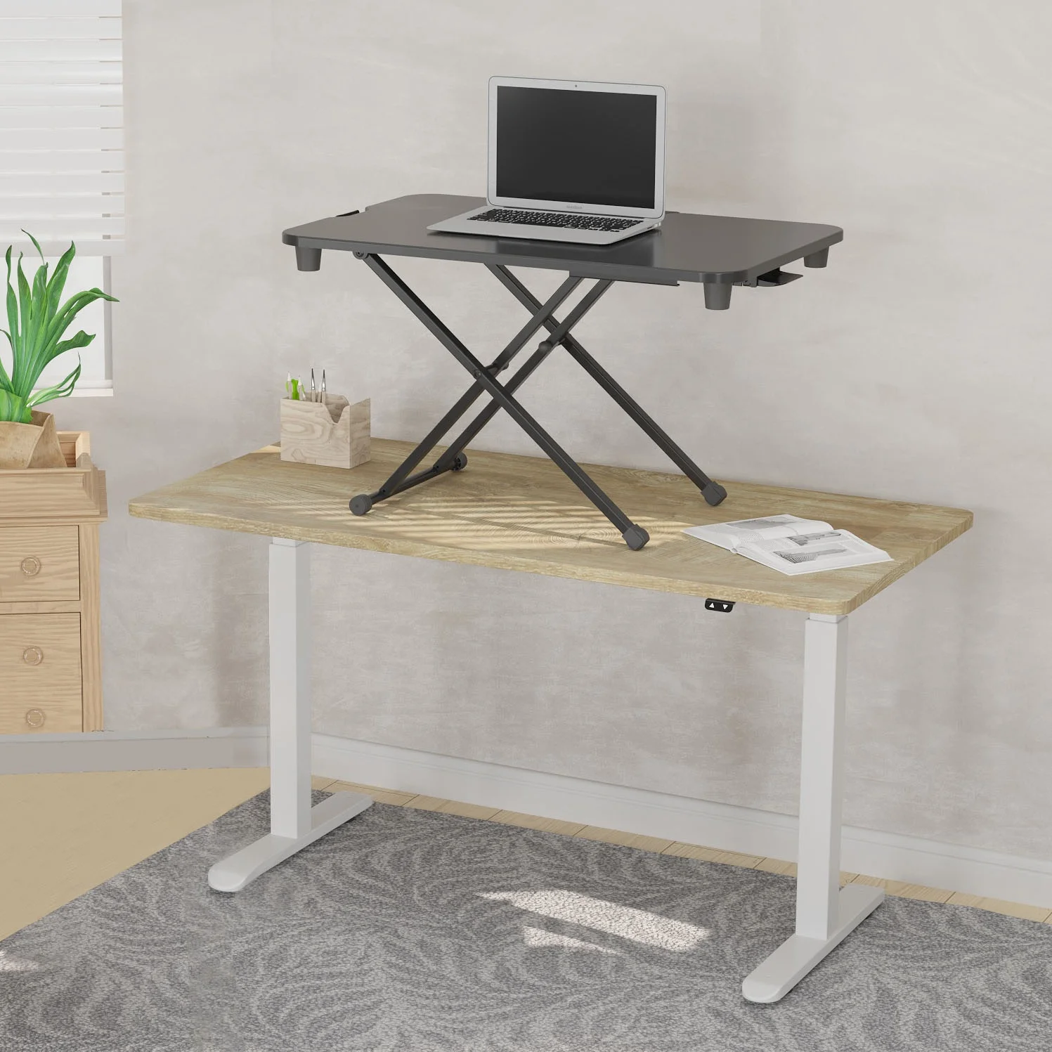 Height Adjustable Standing Desk Sit to Stand Riser Converter Workstation