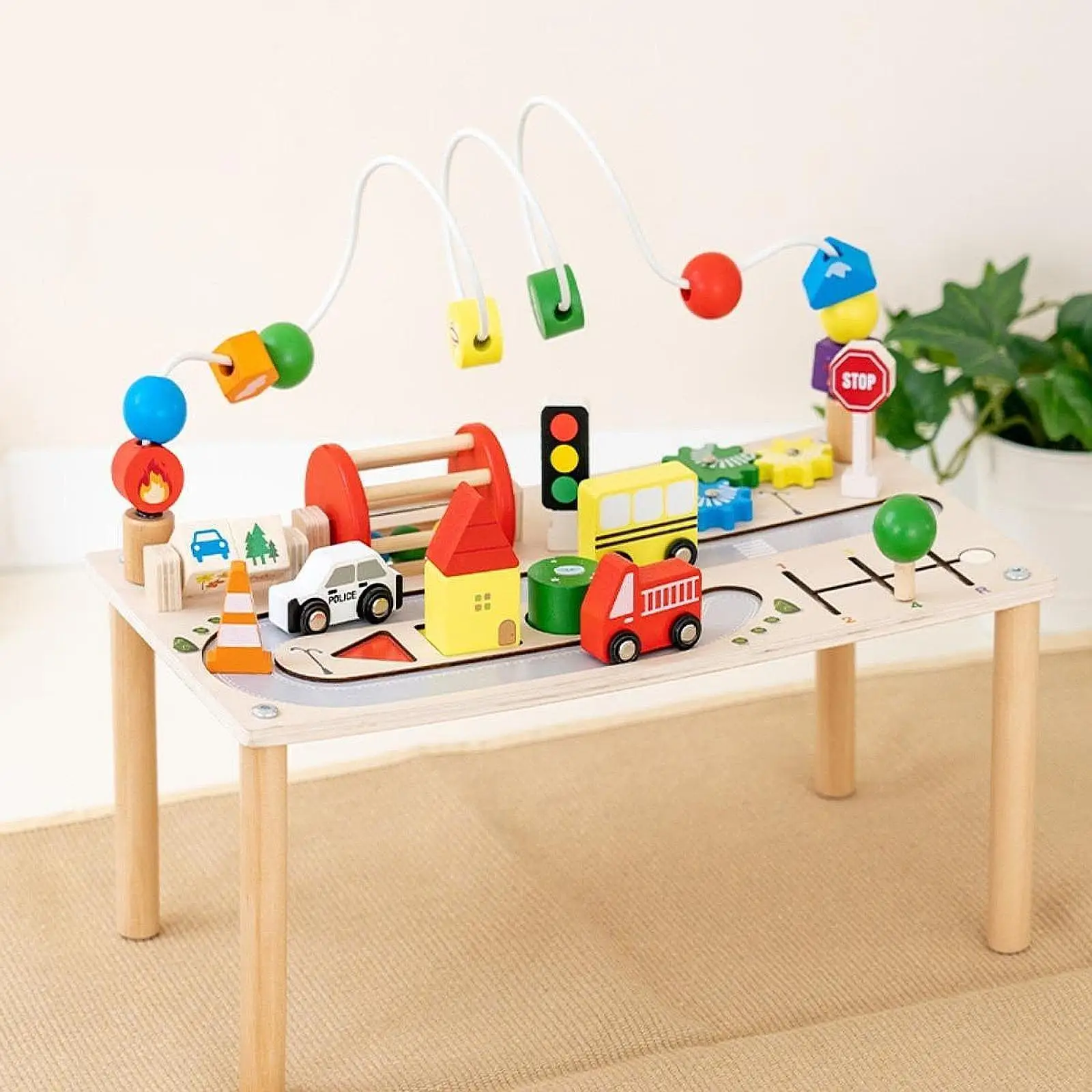 

Activity Table Car Toy Traffic Awareness Bead Maze Educational Toys Wooden Sensory Toys for 1+ Year Old Children Girls Boys