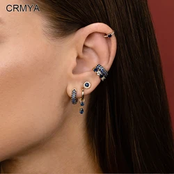 CRMYA Gold Plated Hoop Drop Earrings For Women Navy CZ Zircon Ear Cuff Women's Dangle Earrings Jewelry 2022 Wholesale