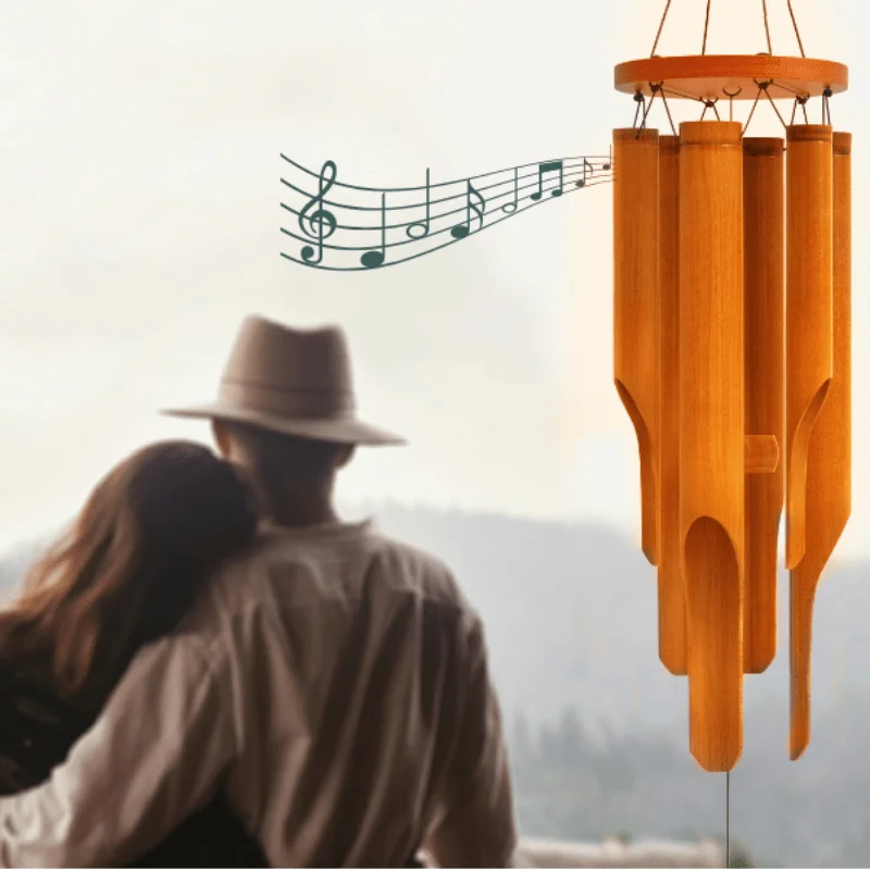 1 Bamboo Wind Chime, with a Deep Color Tone, Is an Ideal Choice for Home Decoration and Suitable as a Gift for Any Occasion