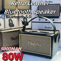 Oneder D6 80 Watt Power Retro Bluetooth Wireless Speaker Classic Style Nostalgic Wooden Portable Audio Subwoofer Outdoor Speaker