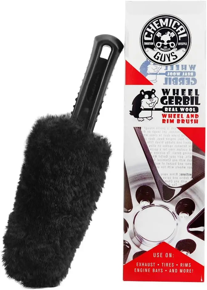 

Chemical Guys Gerbil Wheel and Rim Cleaning Brush - Soft Natural Bristle Detailing Tool for Tires, Exhausts & Delicate Surfaces