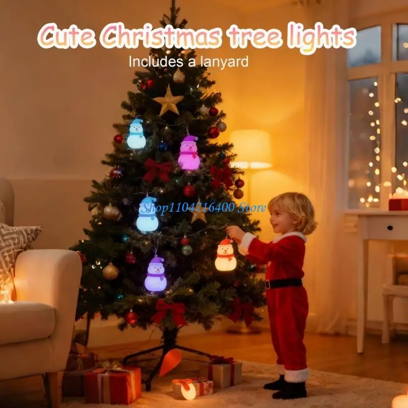 

y1gd Rechargeable Silicone Night Light 16 Control Easy Carry Christmas Decors