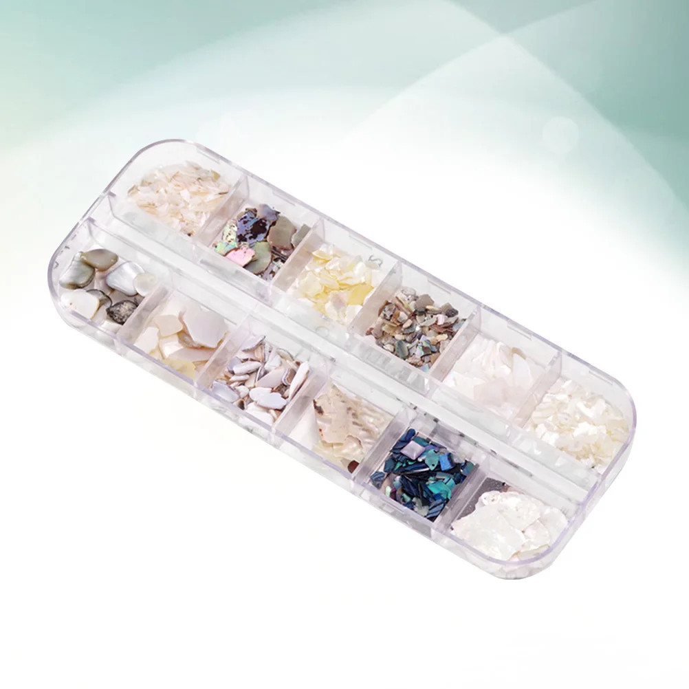 

Abalone Shell Pieces Art Accessories For Manicure Decoration Diy Beauty Set Natural Material Storage Box Included Nail