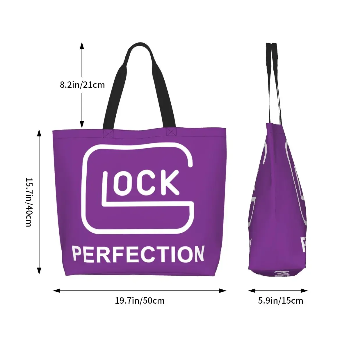 Tactical Glock Shooting Sports Groceries Tote Shopping Bags Women Cute Canvas Shopper Shoulder Bags Big Capacity Handbags