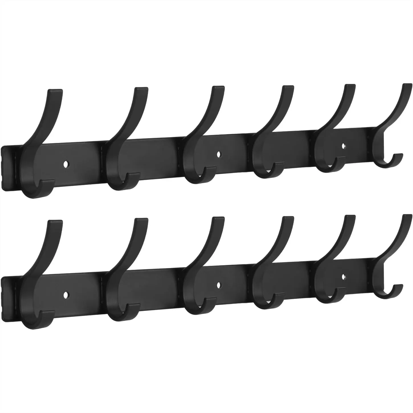 

Wall Mounted Coat Rack With 12 Hooks, Space Aluminum Hat And Towel Holder For Entryway, Hallway, Bathroom, 2 Pack Black