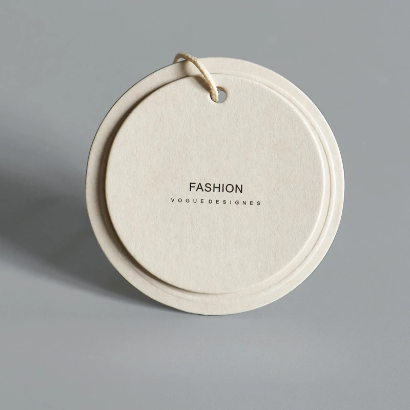 Free Design Embossed Round Clothing Logo Customized Simple Clothing Store Hangtag Advanced Special Paper General Clothing Label