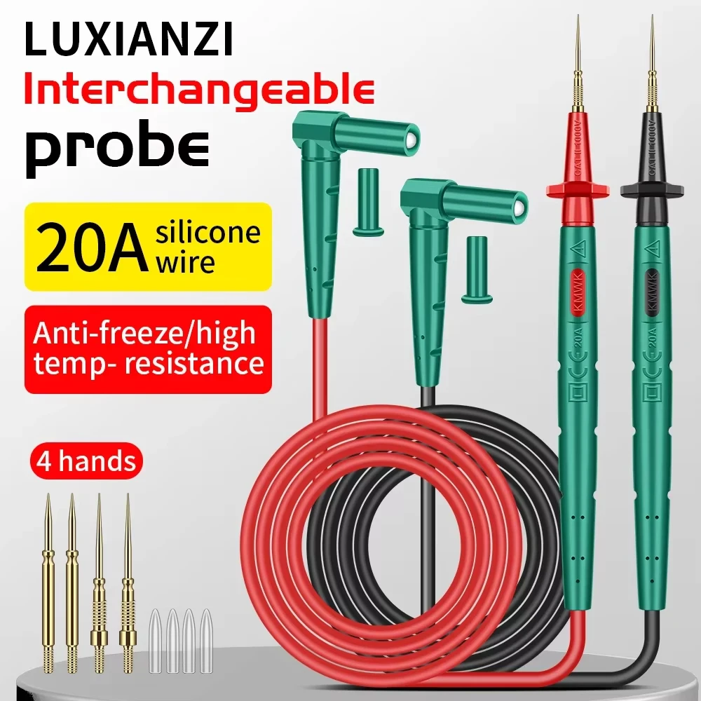 LUXIANZI 20A 1000V Multimeter Test Leads Cable Pure Copper or Stainless Steel Probe Universal Measuring Meter Probe Wire Pen