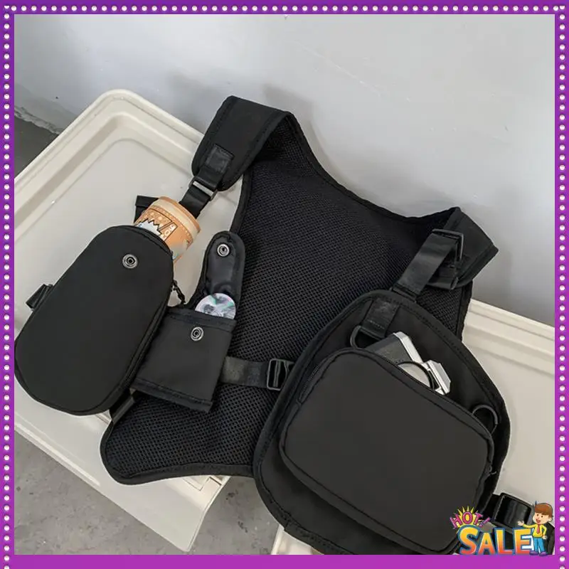 

AA87 Outdoor Adjustable Buckle Vest Bag Multifunction Sleeveless Hip Hop Punk Men Women Waistcoat