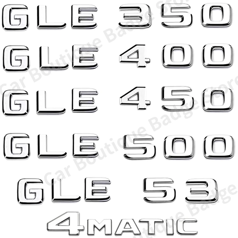 3D ABS Car Trunk Letters Logo Badge Emblem Decals Styling Sticker For Mercedes Benz GLE53 GLE350 GLE400 GLE450 W292 W167 4Matic