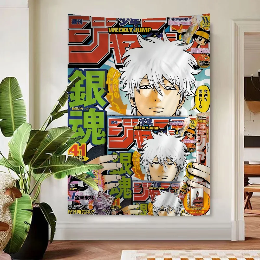 Japanese Anime Gintama Printed Large Wall Tapestry Indian Buddha Wall Decoration Witchcraft Bohemian Hippie Decor Blanket