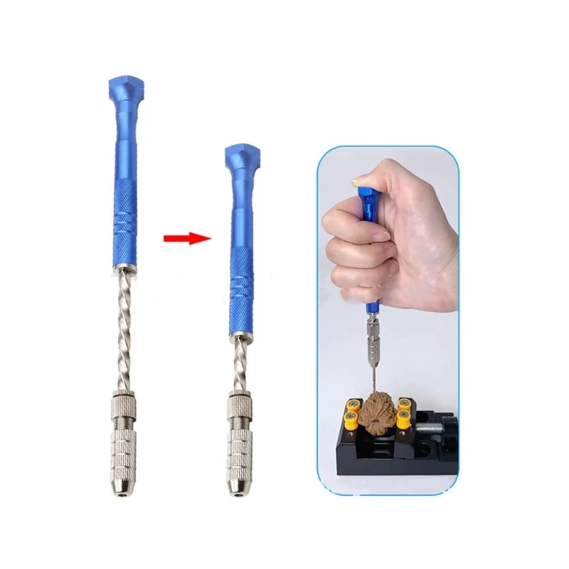 Pin Hand Twist Drill with 20 Mini Twist Drill Bits Blue DIY Tools Set