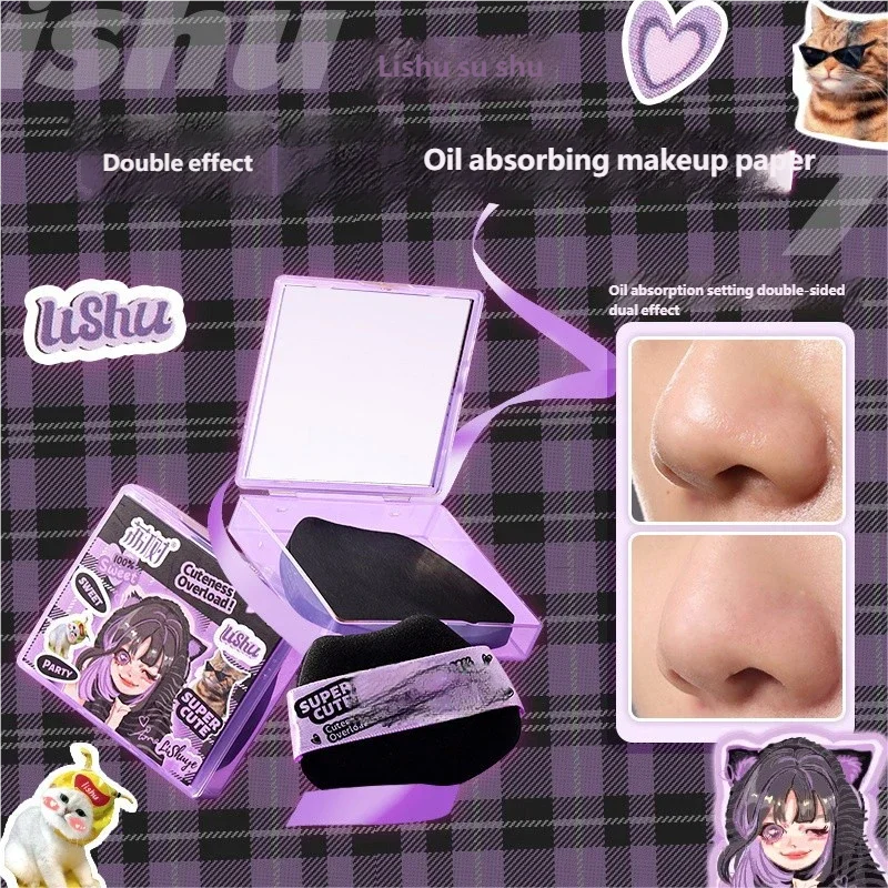 100 قطعة من الورق الممتص للزيت على الطراز المدمج مع مرآة لللمس أثناء تطبيق المكياج. مناسبة لكل من الرجال والنساء #3