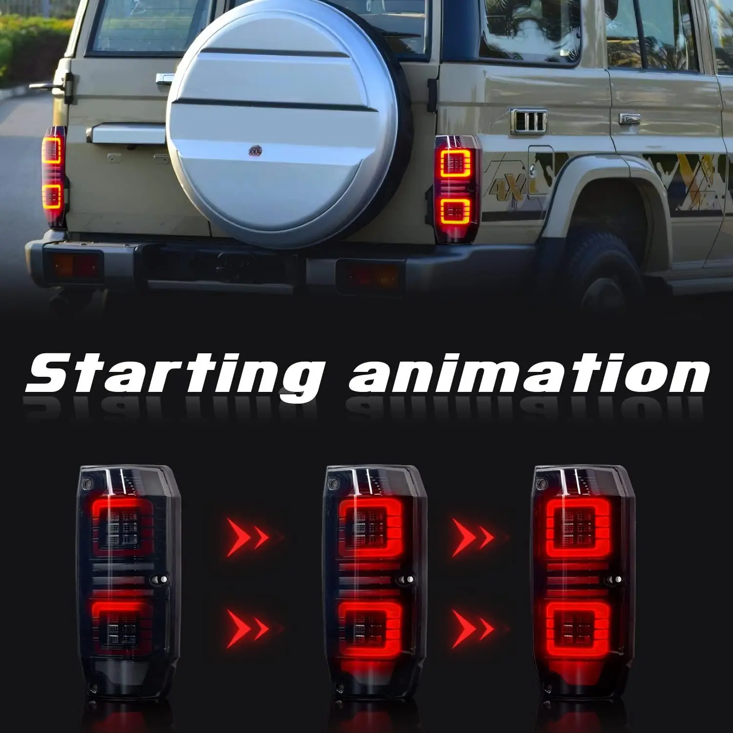 LED Tail Lights  for TOYOTA Land Cruiser 70 LC70 1984-2021 Taillight With Animation DRL Sequential Indicato