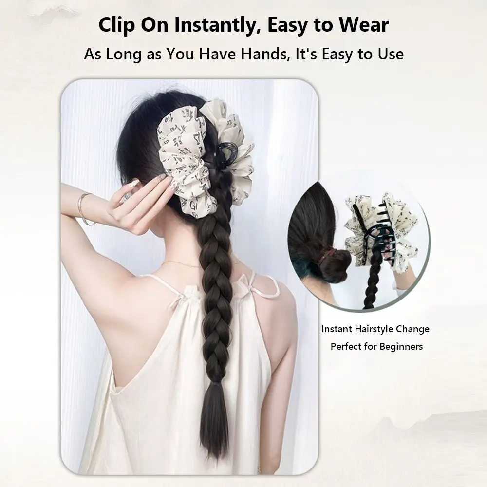 

Trendy with Claw Clip Ponytail Braid Wig New Chinese Ink Style Hair Claws One-Piece Traditional Braided Wig Hairpiece for Women