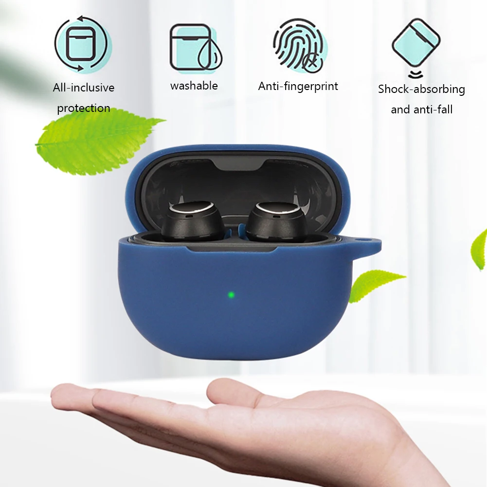 Cover For SoundPEATS Mini Pro Soft Silicone Cover with Carabiner Shockproof Wireless Earphone Sleeve Anti Dust Washable Cover