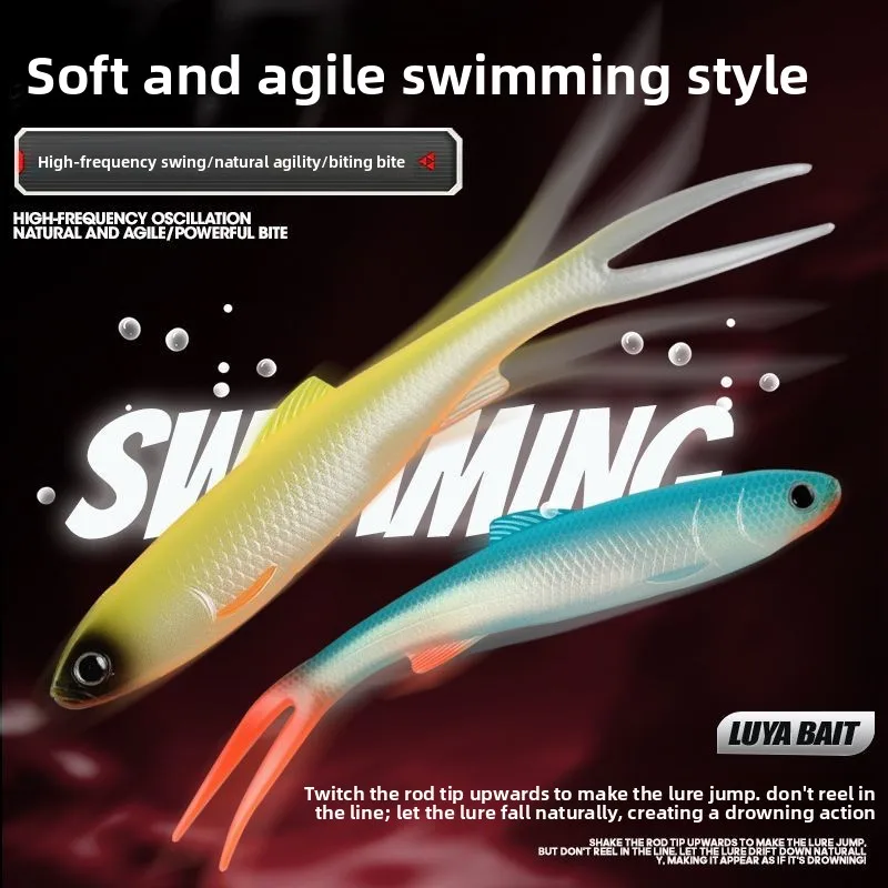 Vinilo MUKUN Split Tail Forked Fish – Señuelo biónico para atún - imagen 2
