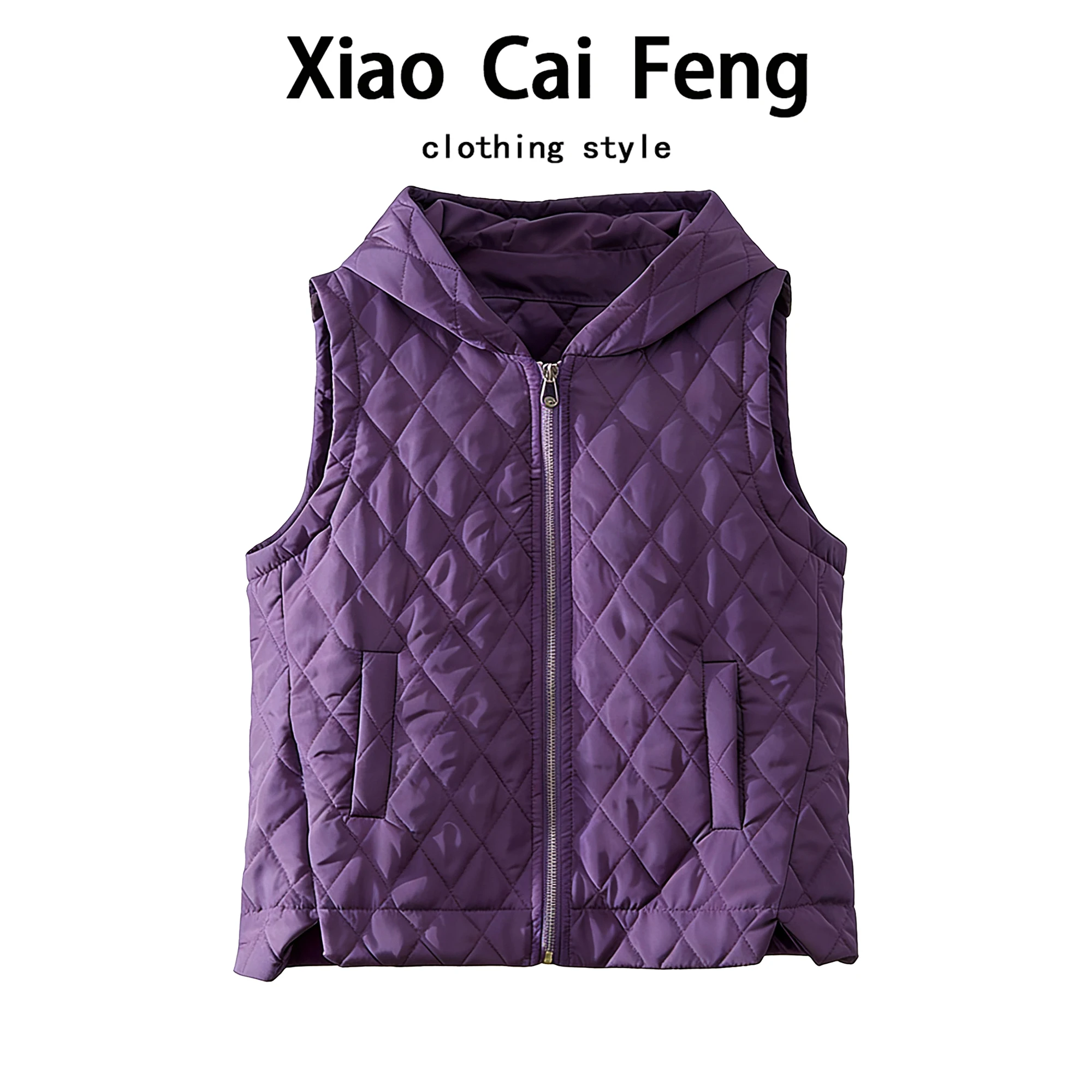 

Warmth Women's Quilted Cotton Jaet Vest with Hood Diamond Pattern Casual Sle Outerwear Faionable Winter Clothes