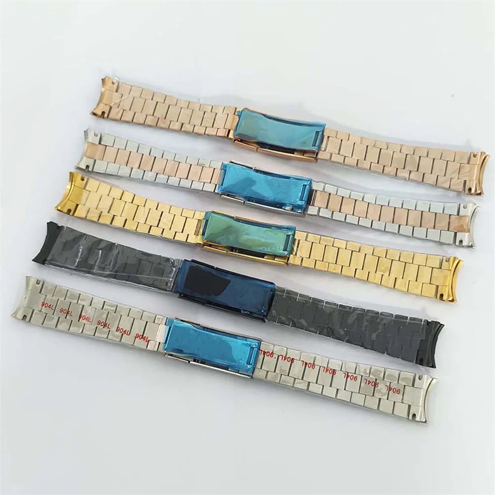 سوار من الفولاذ المقاوم للصدأ لعلبة ساعة 40 مم، سوار معدني بمشبك واحد قابل للطي 20 مم، ملحقات أشرطة الساعات البديلة