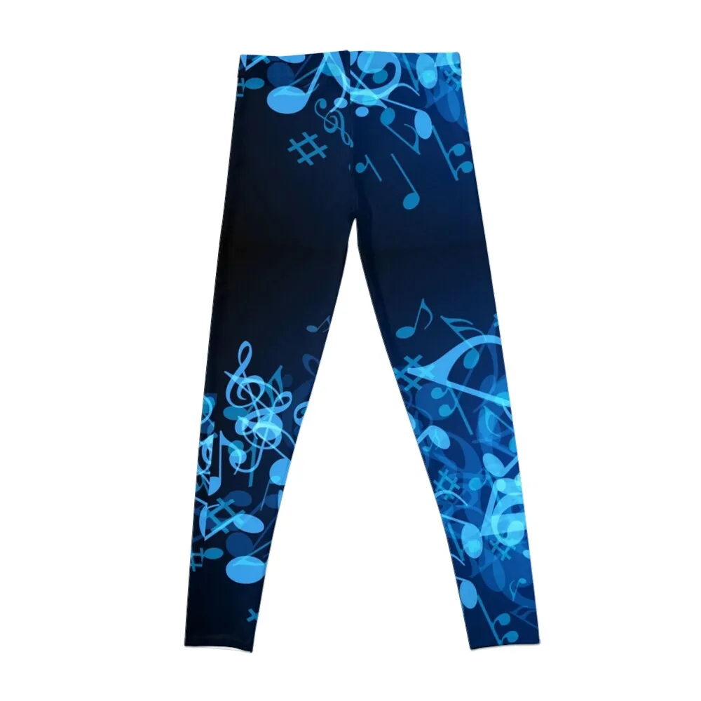 Blue Glow Music Notes Leggings Women's sports Women's high waist gym's sportswear Womens Leggings