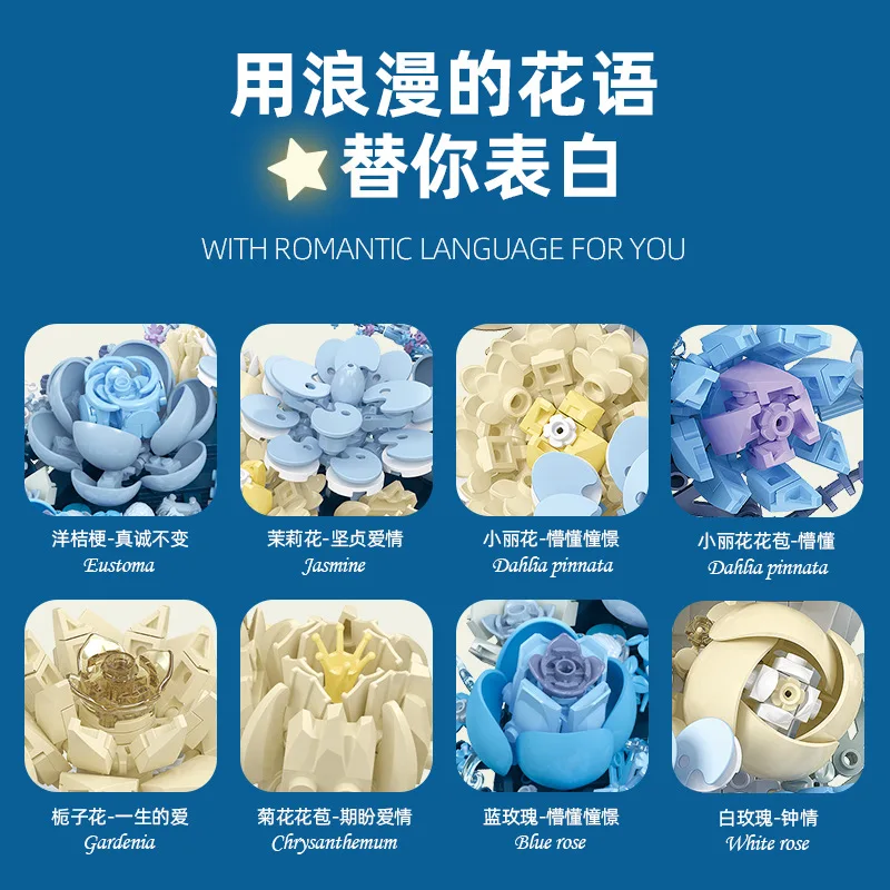 

Creative Expert Eternal Moon Flowers Building Blocks Home Decoration Wall Hanging Rose Bouquet DIY Bricks Girls Valentine Gifts