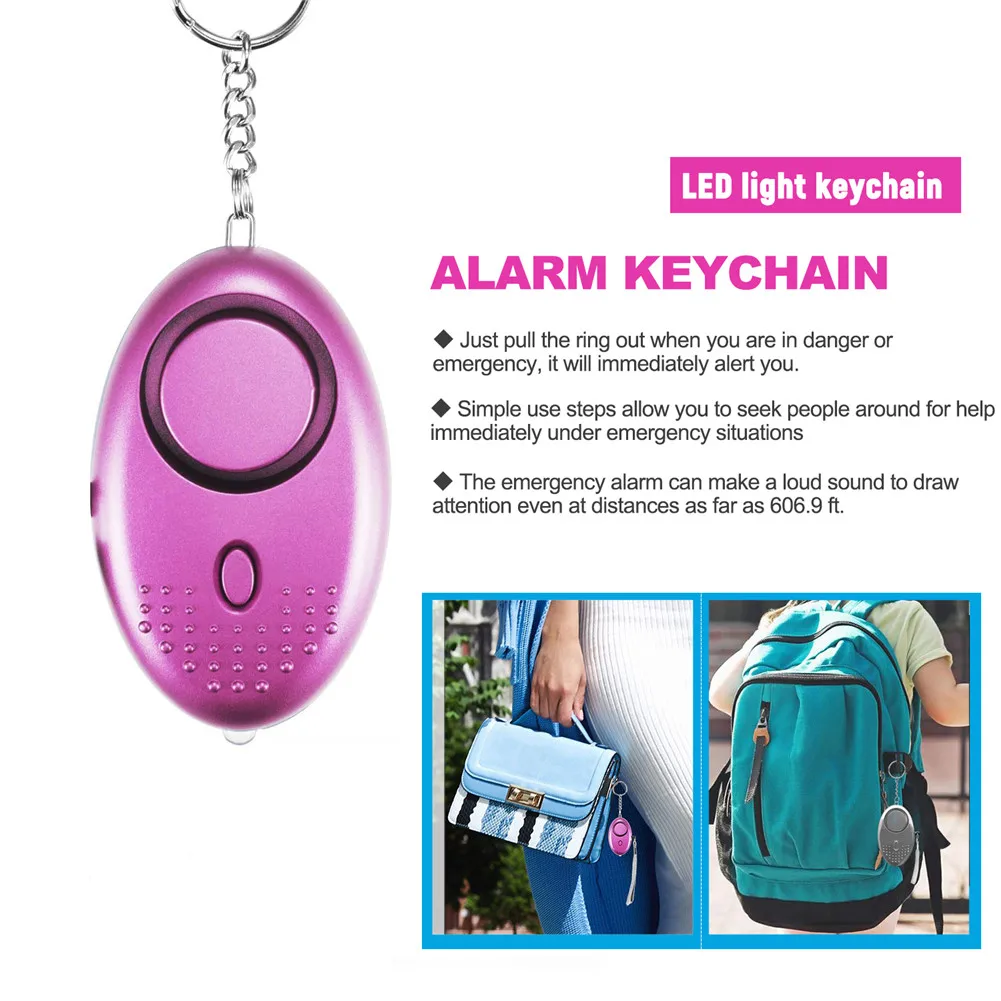 130db Safesound Personal Security Alarm Keychain With LED Lights Self Defense Electronic Device For Women Kids Girls Security
