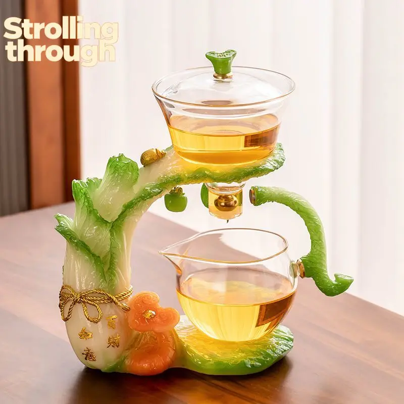 

Kungfu Tea Pot Set Glass Household Magnetic Suction Teapot Living Room Tea Making Artifact Gaiwan Pu Erh Kettle