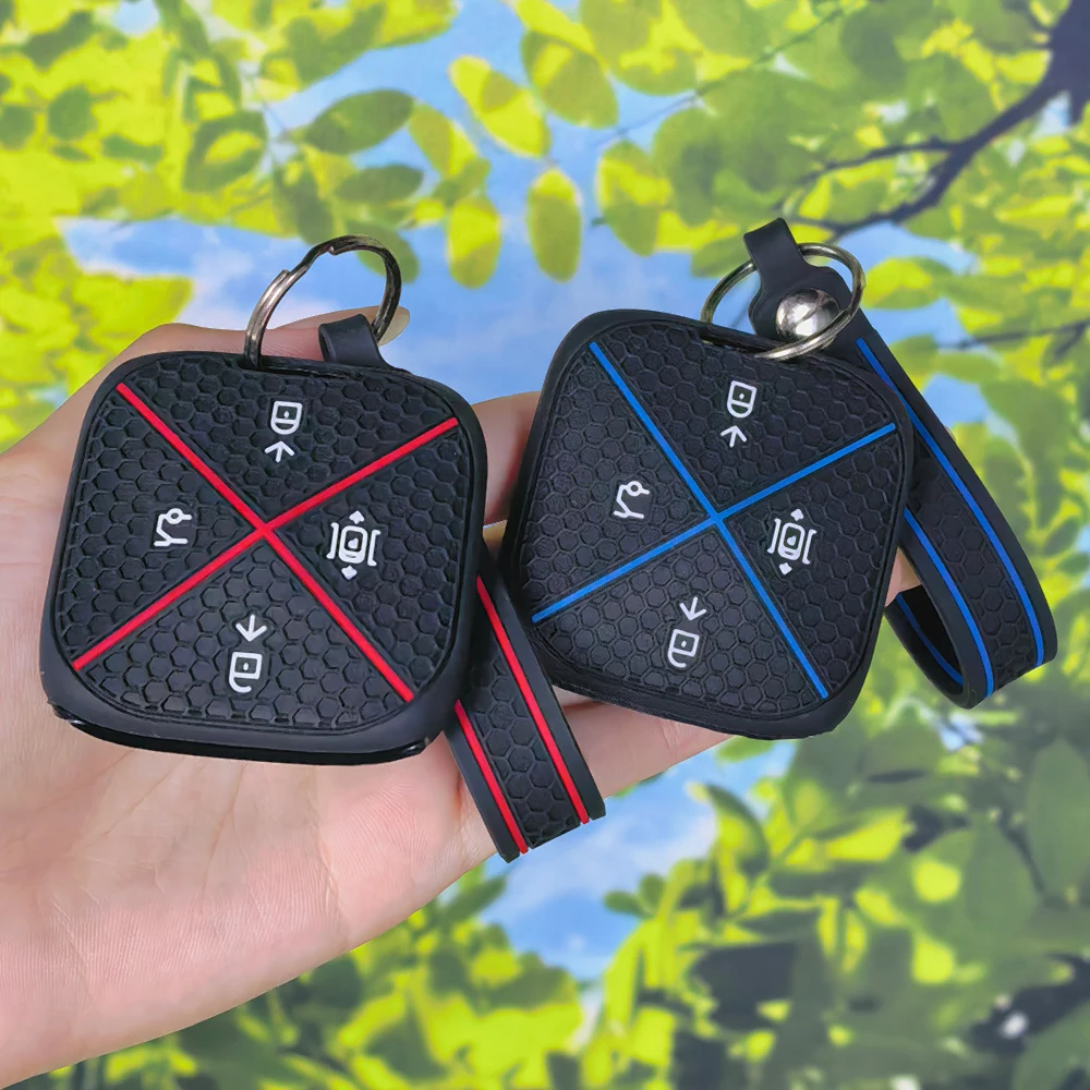 Stylish Cross Honeycomb Key Protector with Keychain for ZEEKR 001 ZEEKR X 2023 2024, attractive decorative car key fob sleeve