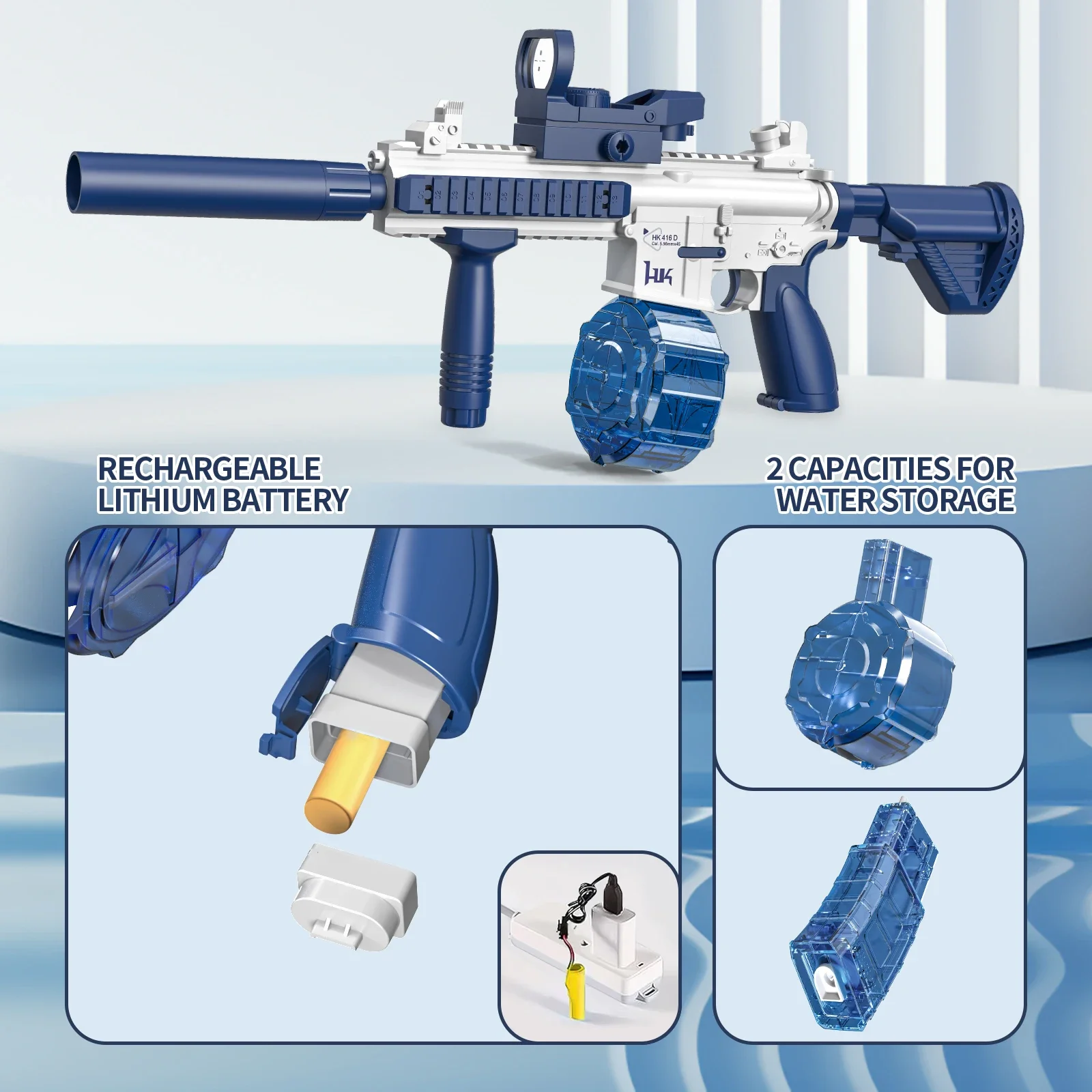 M416 Wasserpistole, vollautomatisches Schießspielzeug, Sommer, M416 Wasserpistole, Kampf, Strand, Outdoor-Unterhaltung, Spielzeug für Kinder und Erwachsene