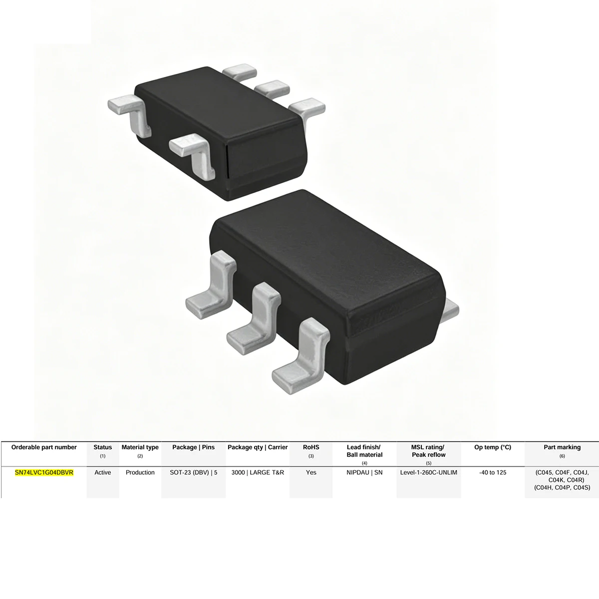 8-20PCS SN74LVC1G04DBVR Marking C04* C04R C045 FJK chip single-channel inverter gate SOT-23-5 NEW original IC INVERTER 1CH 1-INP
