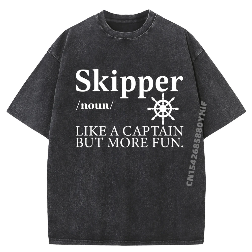 

Funny Boat Accessories For Men Captainboating Boat Captain Skipper Designer Clothes Men Autumn Men Clothing Classic Washed Shirt