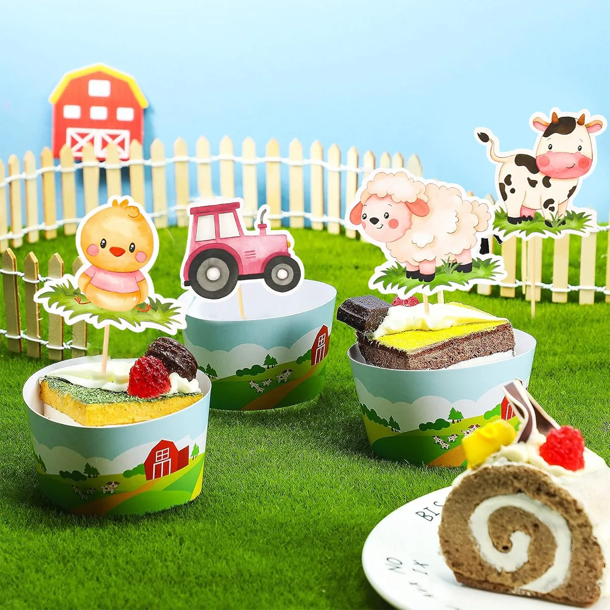 Mixed Farm Animals Tableware Party Set for Wild One Birthday Party Table Decoration Birthday Party Wedding Parties Supplies