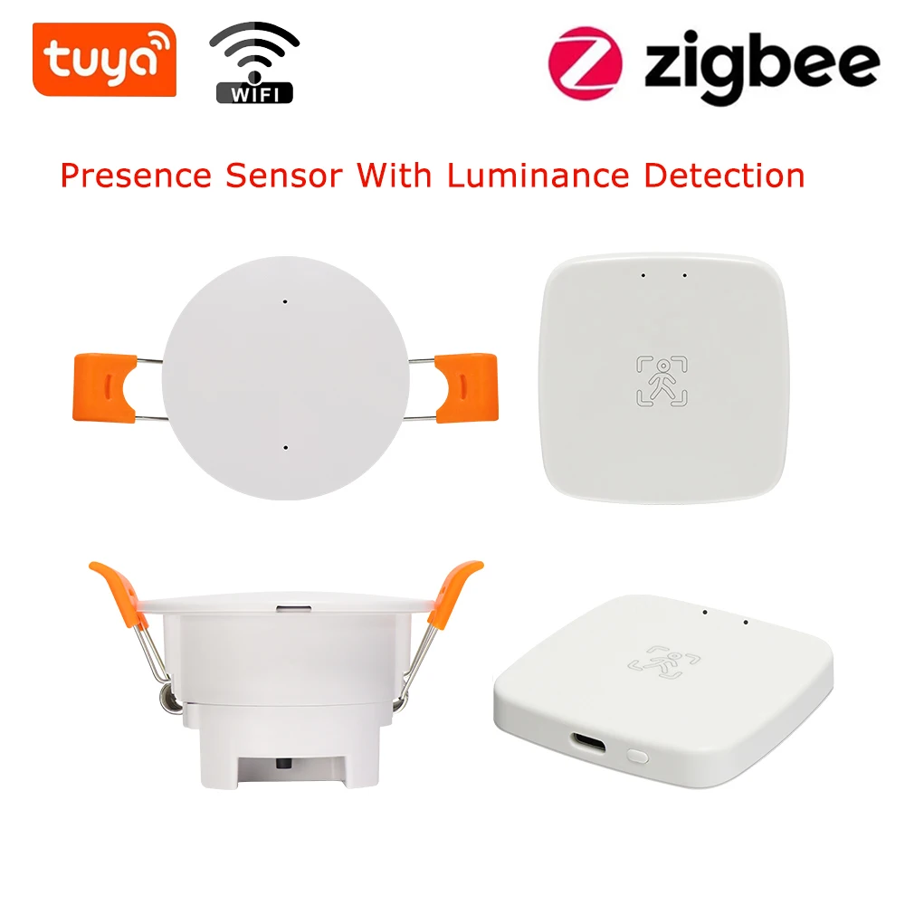 Smart Life Zigbee Human Presence Detector Tuya Wifi MmWave Radar Pir Montion Sensor With Luminance