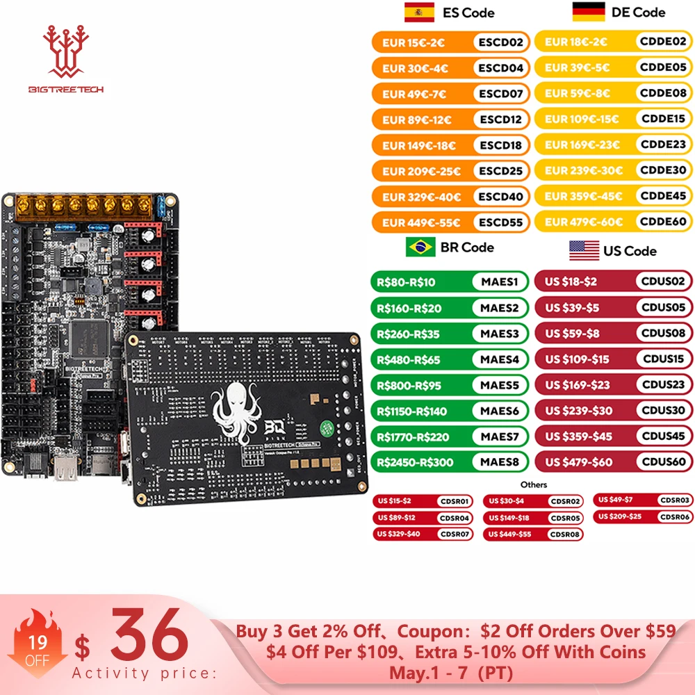 �y�Z�[�����zBIGTREETECH Octopus PRO V1.0/V1.1 �}�U�[�{�[�h �I���{�[�h MAX31865 TMC2209 Raspberry Pi �R���g���[���{�[�h VS Ender3 V2 (PITFT �p)