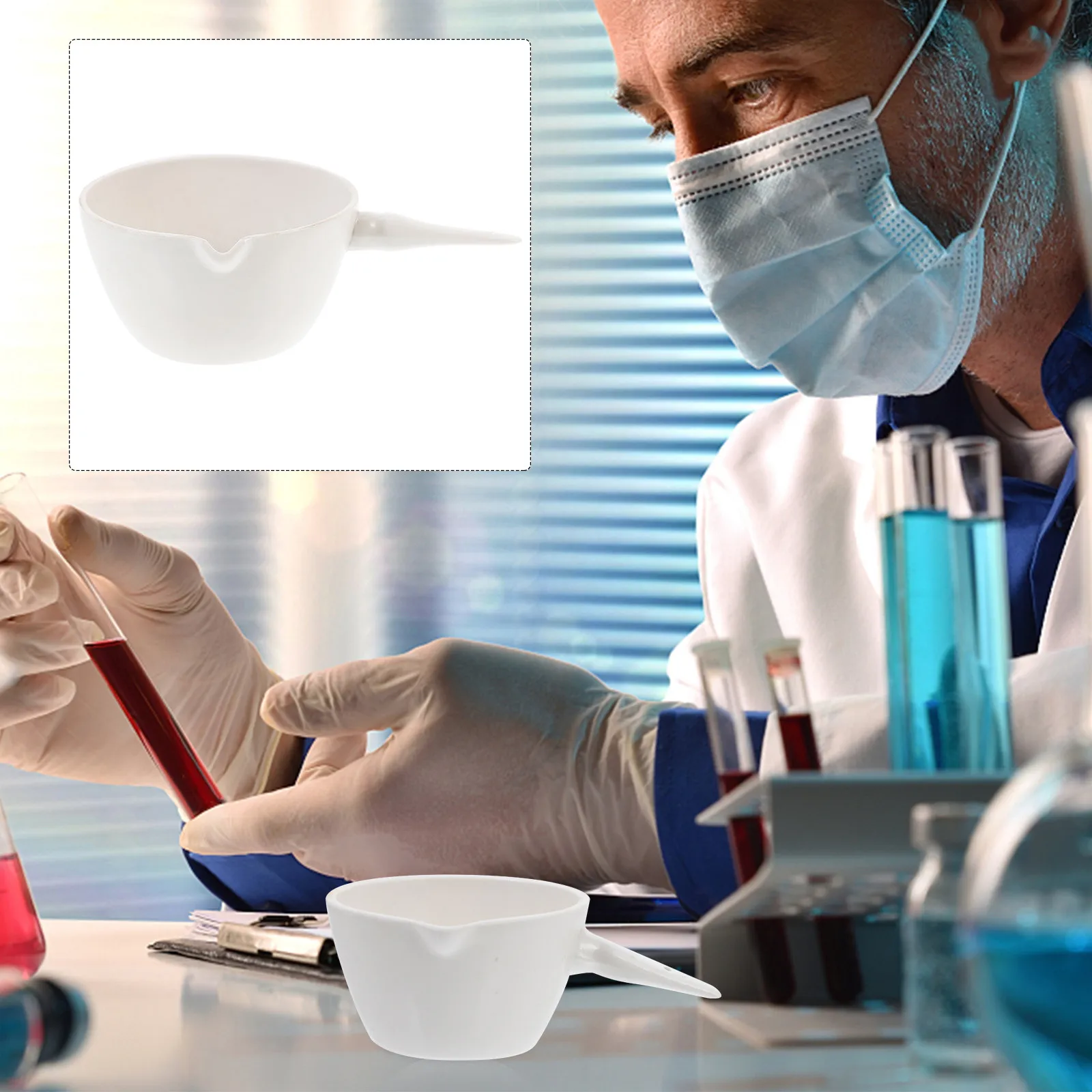 Porcelain Evaporating Dish with Handle Laboratory Basin for Solution Concentration Acid Alkali Resistant