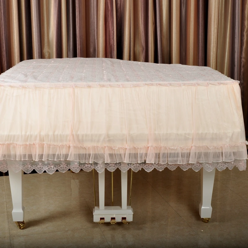 

Lace grand piano full cover piano cover fabric, pink piano cover
