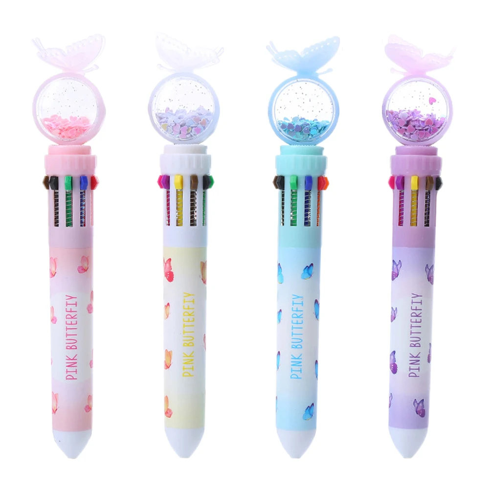 

4Pcs Glitter Ballpoint Pen Colorful Multifunction Portable Writing Children Supply Kids Accessory Tool Multicolor Pen