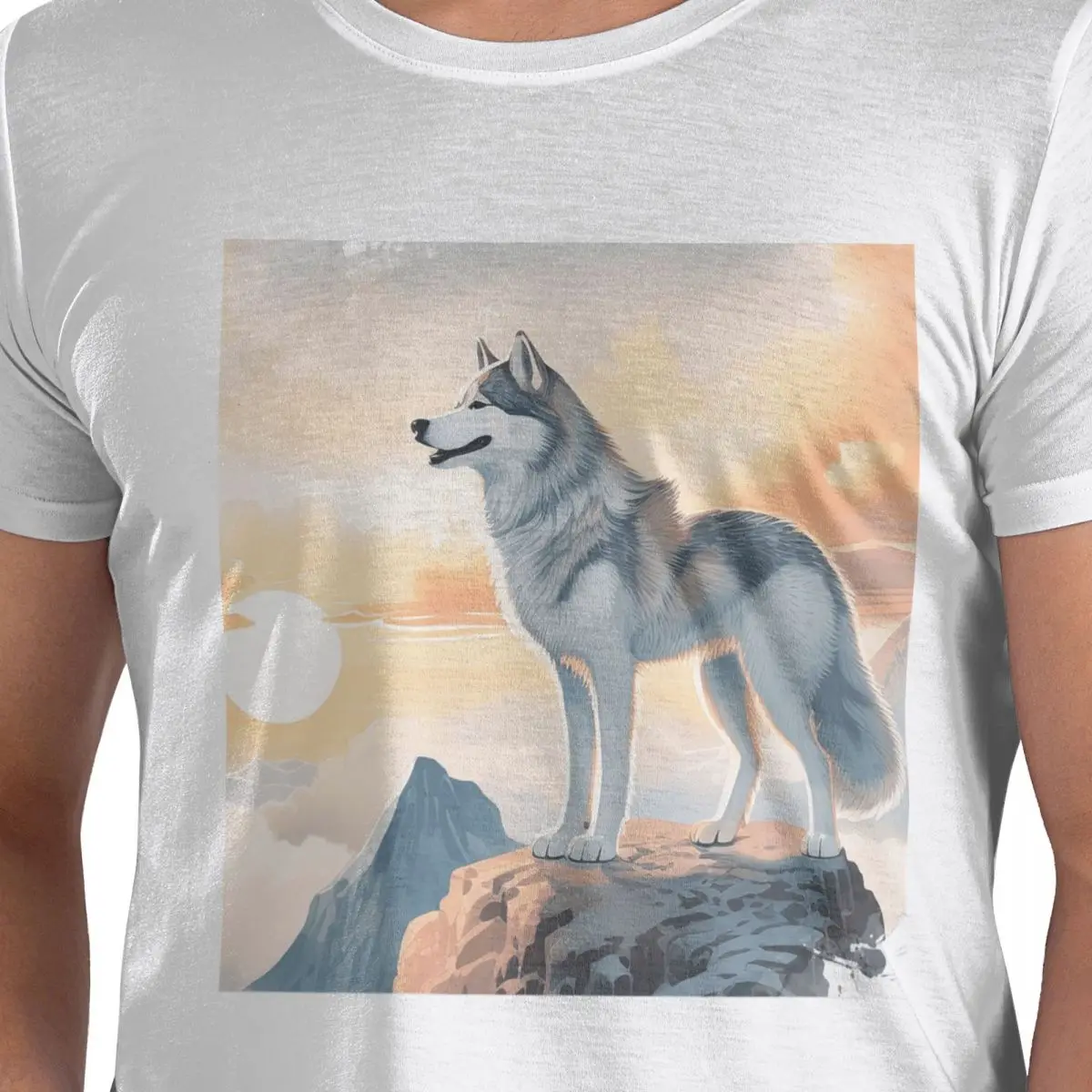 

Сибирский хаски в горах, футболка из 100% хлопка, мужские классические футболки, мужские футболки с круглым вырезом и коротким рукавом, S-6XL