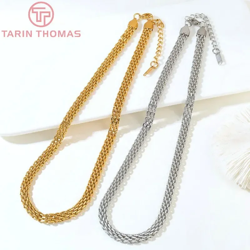 (6496) 1 Piece Length 46CM 24K Gold Color Stainless Steel Finished Chains Necklace Chains High Quality Jewelry Accessories