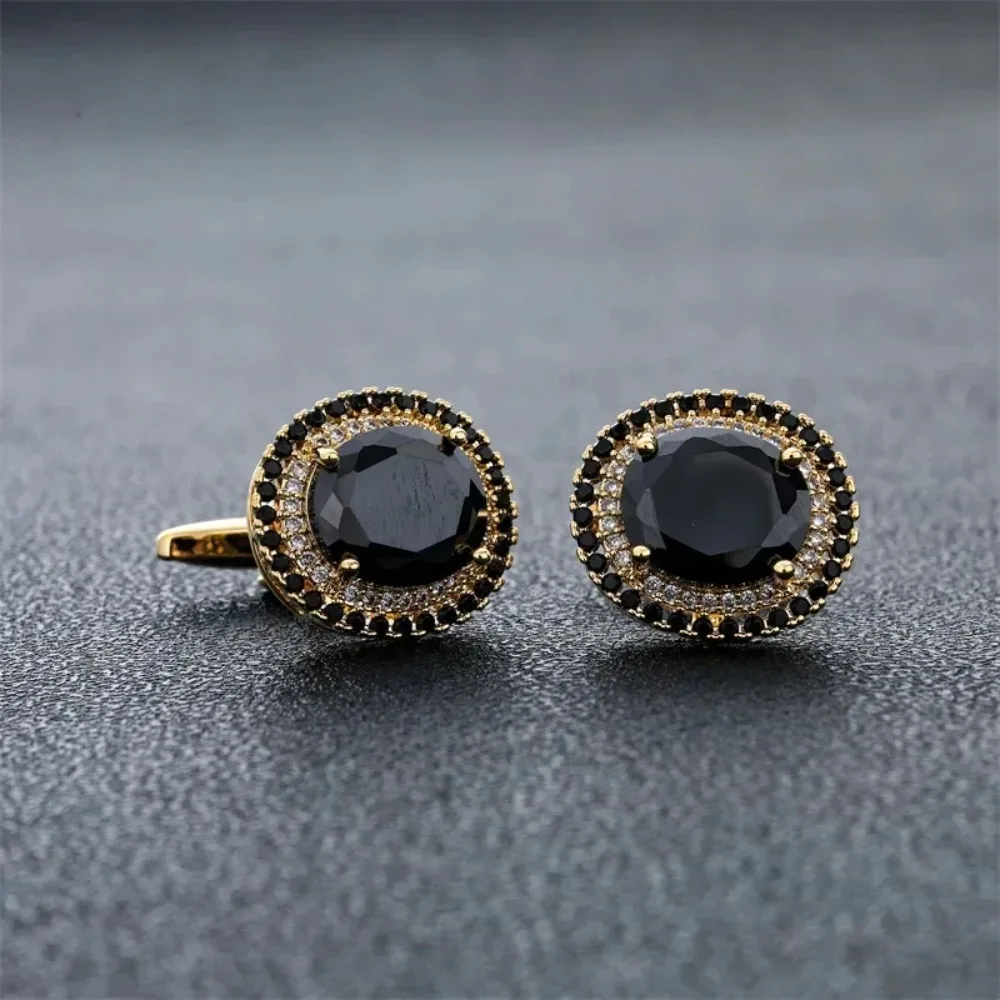 

Men's French Shirts Cuffs Buttons Luxury Pink Zircon CufflinksHigh-end Business Banquet Wedding Accessories Gifts for Men Women