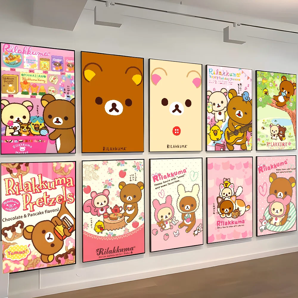 Póster de Rilakkuma de dibujos animados bonitos de Anime japonés, decoración artística para el hogar, sala de estar, dormitorio, Bar y cafetería
