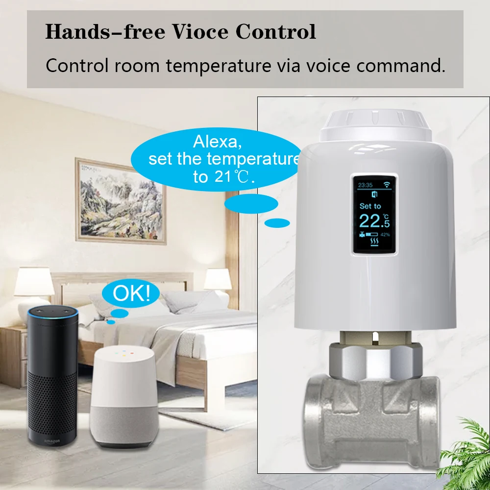 Termostato inteligente Tuya ZigBee, radiador TRV, actuador termostático programable, calefacción, control remoto de temperatura, Alexa y Google