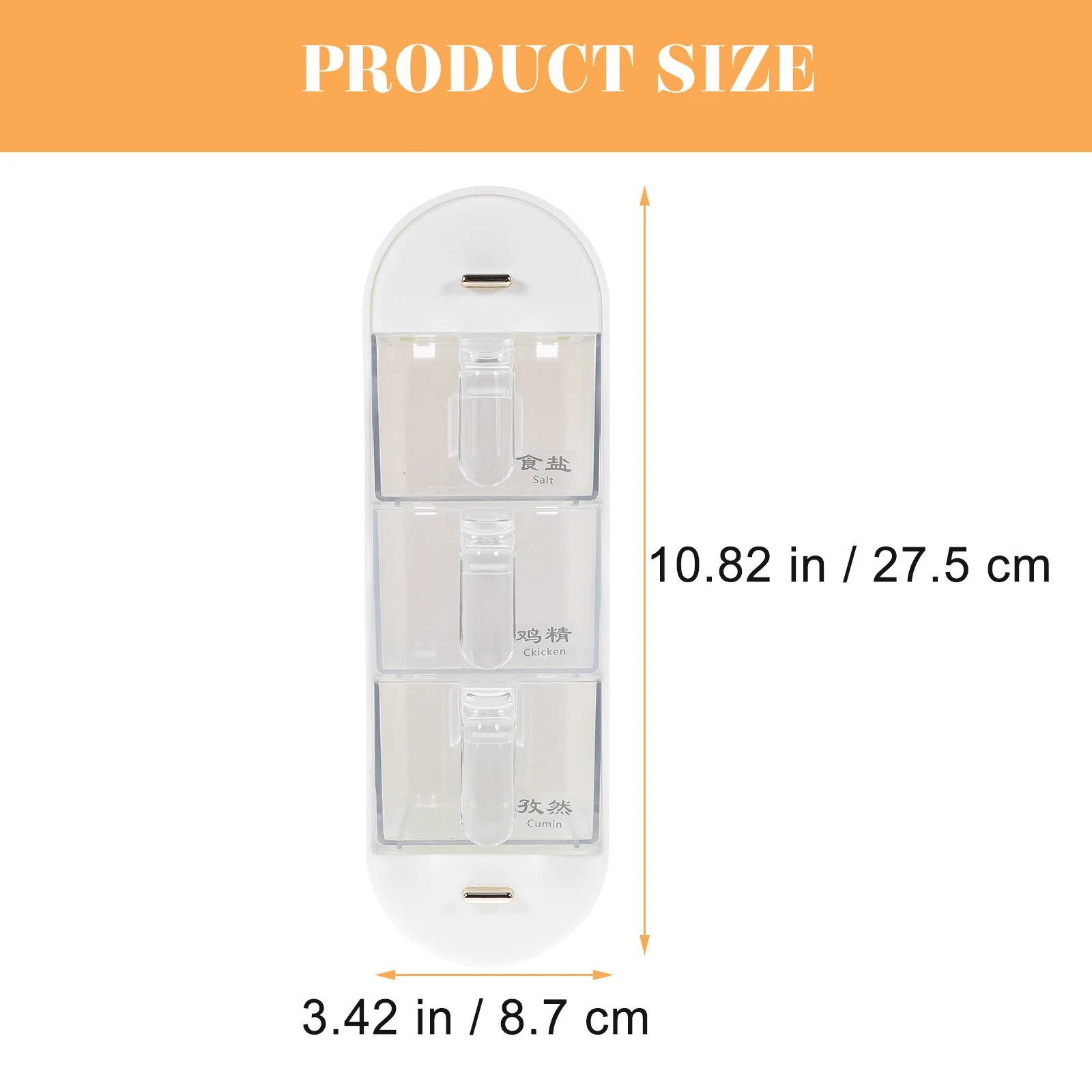 

Wall Spice Box Transparent Lid Seasoning Container Salt Pepper Holder Kitchen Condiment ganizer Easy Clean Storage Jar White