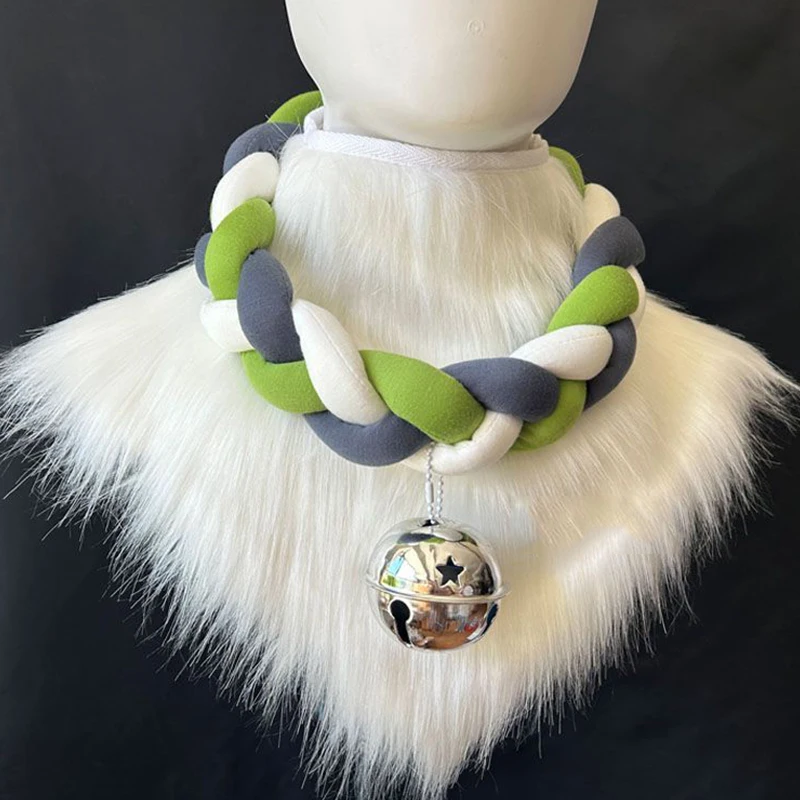 فروي Fursuit لطيف المختنق قلادة حفلة عيد الميلاد الحيوان تأثيري الدعامة المختنق حبل جرس طوق ل Fursuit جرس ملون