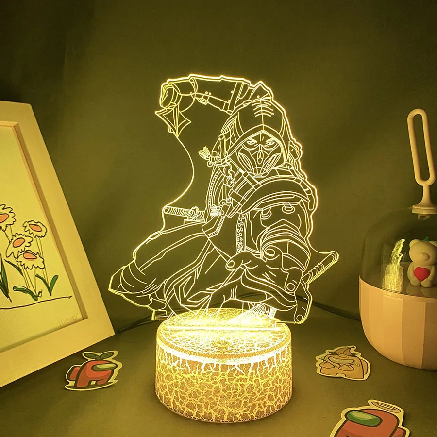 Veilleuses au néon LED 3D pour décoration de chambre d\'enfant, lampes à lave Scorpion, jeu chaud, Mortal Kombat, Scorpion, cadeaux d\'anniversaire