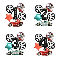 Race Car Theme Helmet Balloon Wheel Tire Foil Balloons 1-9st Girls Boys Birthday Racing Car Two Fast Party Supplies Baby Shower
