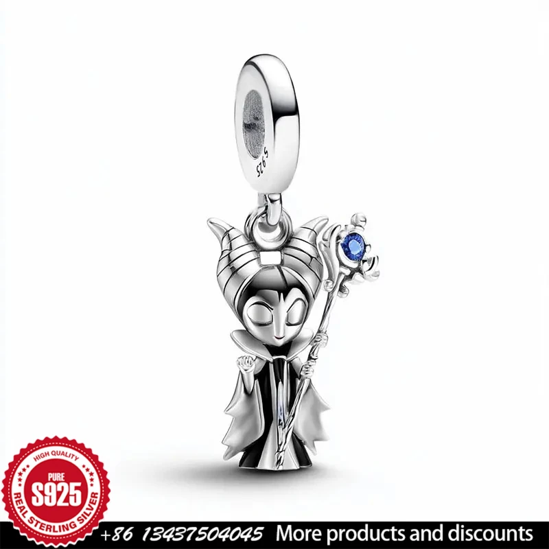 

Индивидуальные бусины с гравировкой, кулон из стерлингового серебра 925 пробы, подвеска Disney, черная ведьма для оригинального браслета «сделай сам», изысканные ювелирные изделия, подарок